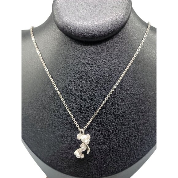 Sterling Silver Disney Vintage Pendant 925 Mickey Mouse 19" Silver Tone Chain - Picture 6 of 16